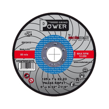 Disques à meuler acier inox 125x7 POWER